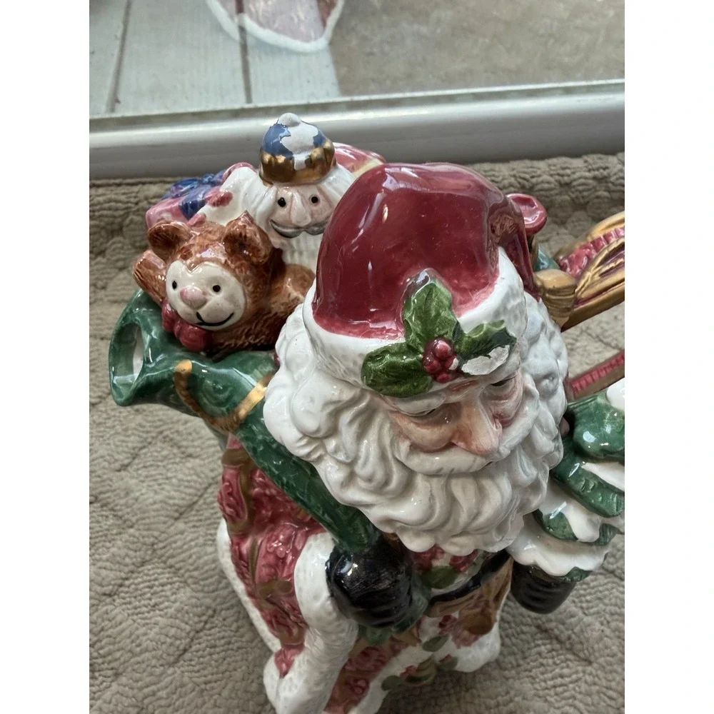Fitz and Floyd Christmas Santa with bag of toys tea pot
